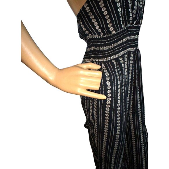 American Eagle Womens Halter Jumpsuit Floral Stripe Small Boho Chic Relaxed - Picture 3 of 7